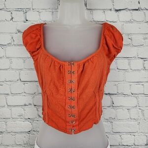 Sienna Sky Orange Blouse with Hook And Eye Closure